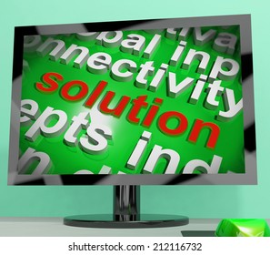 Solution Screen Word Cloud Showing Achievement Resolution Solving And Solved