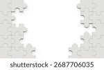 Solution and teamwork concept. Jigsaw puzzle with missing pieces on a white background. Set of puzzle pieces. A puzzle with a missing pieces. Jigsaw banner template. Abstract puzzle background.
