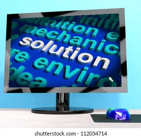 Solution Word On Computer Shows Success And Achievement