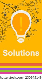 Solutions concept image with text and bulb symbol.