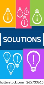 Solutions concept image with text and bulb symbols.