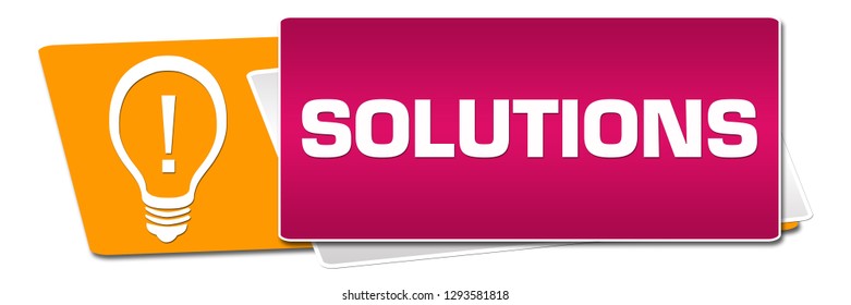 Solutions concept image with text and related symbols.