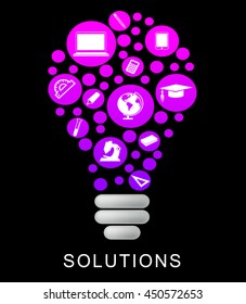 Solutions Lightbulb Showing Resolve Solve And Glow