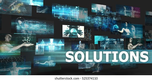 Solutions Presentation Background with Technology Abstract Art 3D Illustration Render