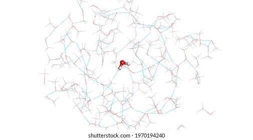 Solvation Of Water With Methanol. 3D Illustration. Hydrogen Bonds