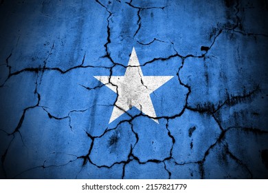 Somalia Flag Cracked And Splitted Graffiti On Wall