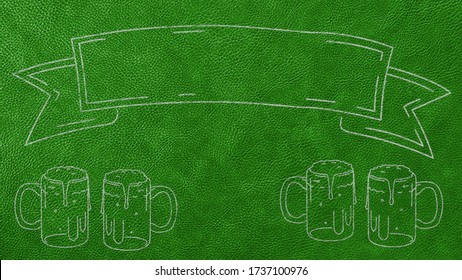 some beer glasses with an empty marquee and green textured background
