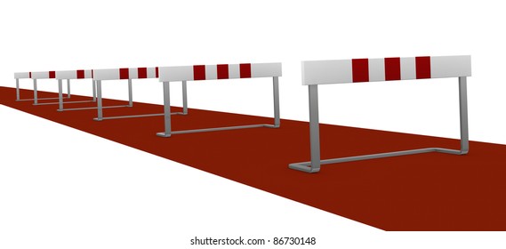 some obstacles, concept of difficulty or problem (3d render)