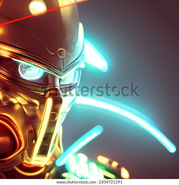 Some Sort Hightech Cyberpunk Robot Standing Stock Illustration