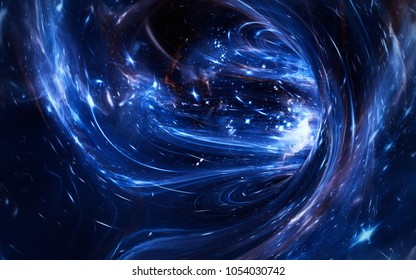 Somewhere in the universe. Space landscape. Curvature of space-time. Elements of this image furnished by NASA. 3d illustration
