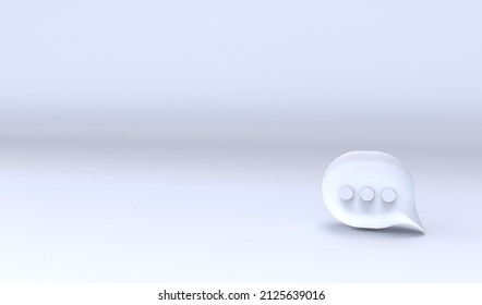 Somple Speech Bubble Talk Icon On Light Gray Background. Background With Message Small Icon For Your Texts. 3D Rendering