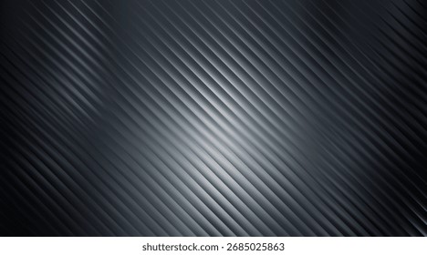 A sophisticated dark metallic surface featuring a repeating diagonal ribbed texture, enhanced by a soft, diffused light that creates subtle highlights and shadows, evoking a sense of depth and moderni