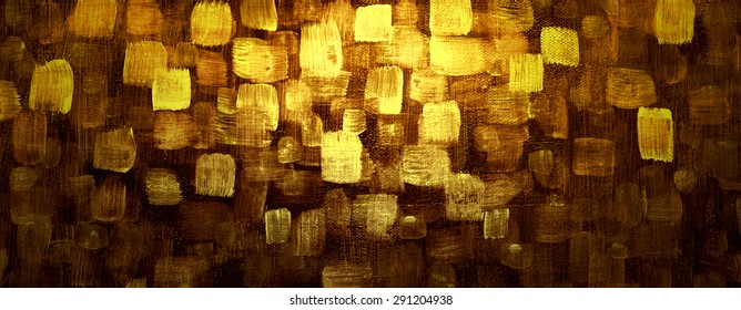 A Sophisticated Gold Abstract Art Background Of Modern Shiny Squares With Brush Strokes Of Paint On A Brown Contrasting Canvas In An Luxury Contemporary Style Design.