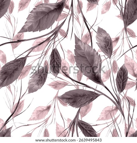 A sophisticated seamless pattern featuring delicate, hand-drawn botanical elements and faded leaves in a subtle, neutral color palette. Perfect for textiles, digital papers, and backgrounds.
