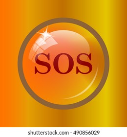 SOS icon. Internet button on colored background. 