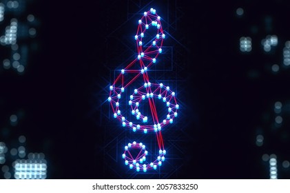 Sound Engineering And Dubstep Music Concept.Create Music Design.Music Concept Abstract Background.Clef Key.Technology And Trendy Music.3d Illustration.