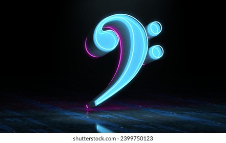 Sound engineering and dubstep music concept.Create music design.Music concept abstract background.Clef key.Technology and trendy music.3d illustration