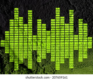 Sound Equalizer  on Cement wall texture background design