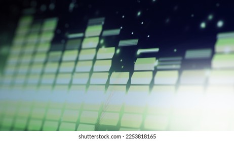 Sound equalizer. Wave pattern of music sounds element on monitor screen. Digital equalizer. Modern song equalisers dark background. Colorful waveform of musical soundtrack. Music equalizers display.