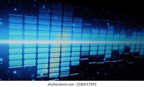 Sound equalizer. Wave pattern of music sounds element on monitor screen. Digital equalizer. Modern song equalisers dark background. Colorful waveform of musical soundtrack. Music equalizers display.