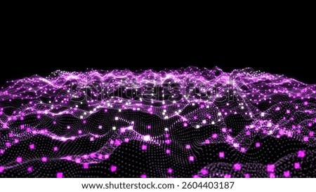 Sound particles form waves of copper and midnight, microscopic audio visualization, detailed frequency dots noise.