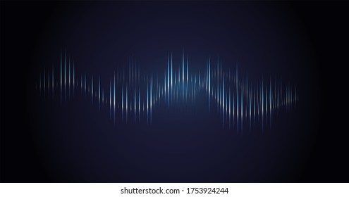 Sound wave. Dynamic vibration wallpaper. Abstract sound wave element on blue background. Music visualization, futuristic graphic element as digital equalizer. Frequency pulse modulation