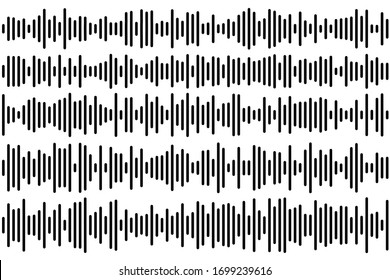 Sound Waves Set. Audio Equalizer Technology.bar Graph With Irregular Random Dynamic Lines