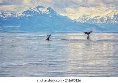 Sounding Humpback Whales In Alaska