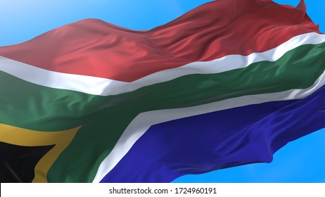 South Africa 3D Flag Waving In Wind Realistic South African Background. Afican Background