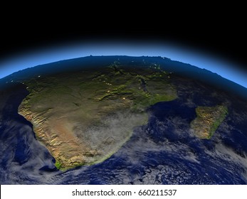 South Africa Earths Orbit Space 3d Stock Illustration 660211537 ...