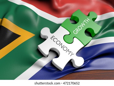 South Africa Economy And Financial Market Growth Concept, 3D Rendering