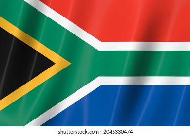 South Africa Flag Of Silk-3D Panoramic  Illustration