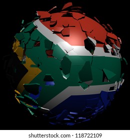  South Africa Flag Sphere Breaking Apart Illustration