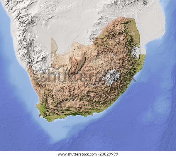 South Africa Shaded Relief Map Major Stock Illustration 20029999 ...