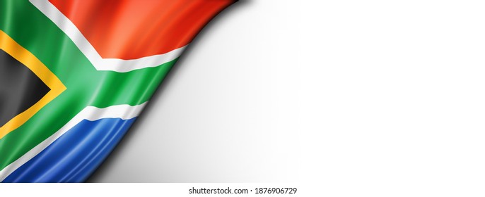 South African Flag Isolated On White Banner