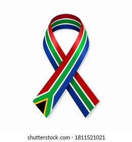 South African Flag Stripe Ribbon On White Background. Raster Version.