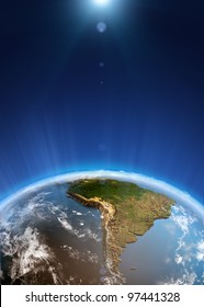 South America space view. Elements of this image furnished by NASA