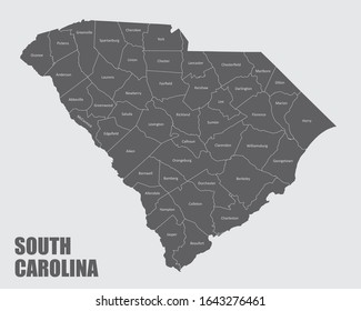 Map Of Sc Counties With Names South Carolina County Map Vector Outline Stock Vector (Royalty Free)  1122646349 | Shutterstock