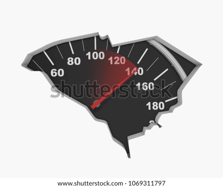 South Carolina SC Speedometer Map Fast Speed Competition Race 3d Illustration