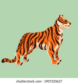 South China Tiger In Pixel Art