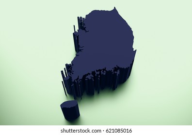 South Korea 3d Map Illustration Stock Illustration 621085016