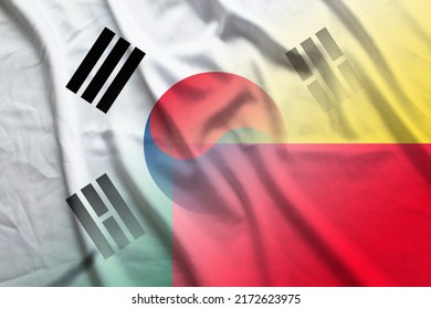 South Korea and Benin political flag international negotiation BEN KOR symbol country Benin South Korea patriotism. 3d image