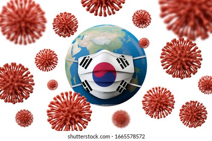 South Korea Flag Protective Medical Mask. 3D Rendering