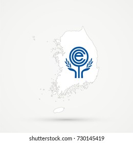 South Korea Map In Economic Cooperation Organization (ECO) Flag Colors