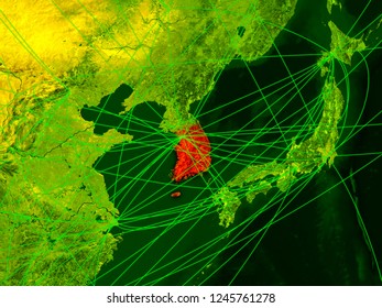 South Korea On Digital Map Networks Stock Illustration 1245761278  Shutterstock