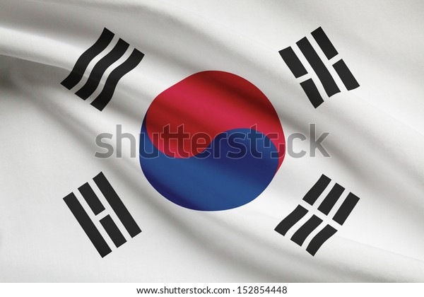 South\
Korean flag blowing in the wind. Part of a\
series.