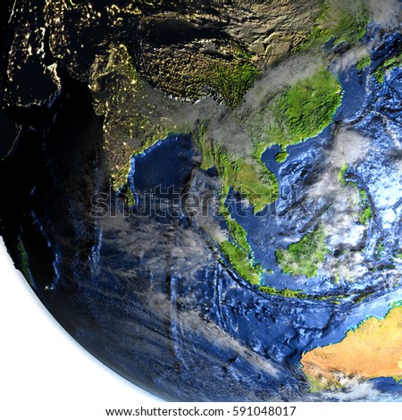 Southeast Asia On 3 D Model Earth Stock Illustration