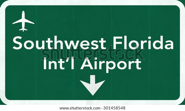 Southwest\
Florida USA International Airport Highway Road Sign 2D\
Illustration\
Texture, background,\
element