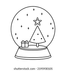 Souvenir Snow Globe Outline Illustration Isolated On Transparent Background