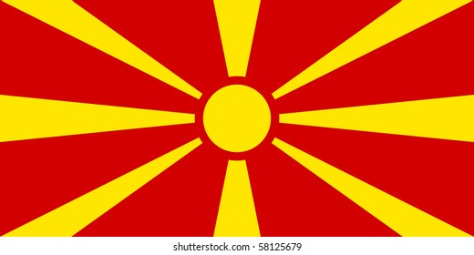 Sovereign state flag of country of Macedonia in official colors.